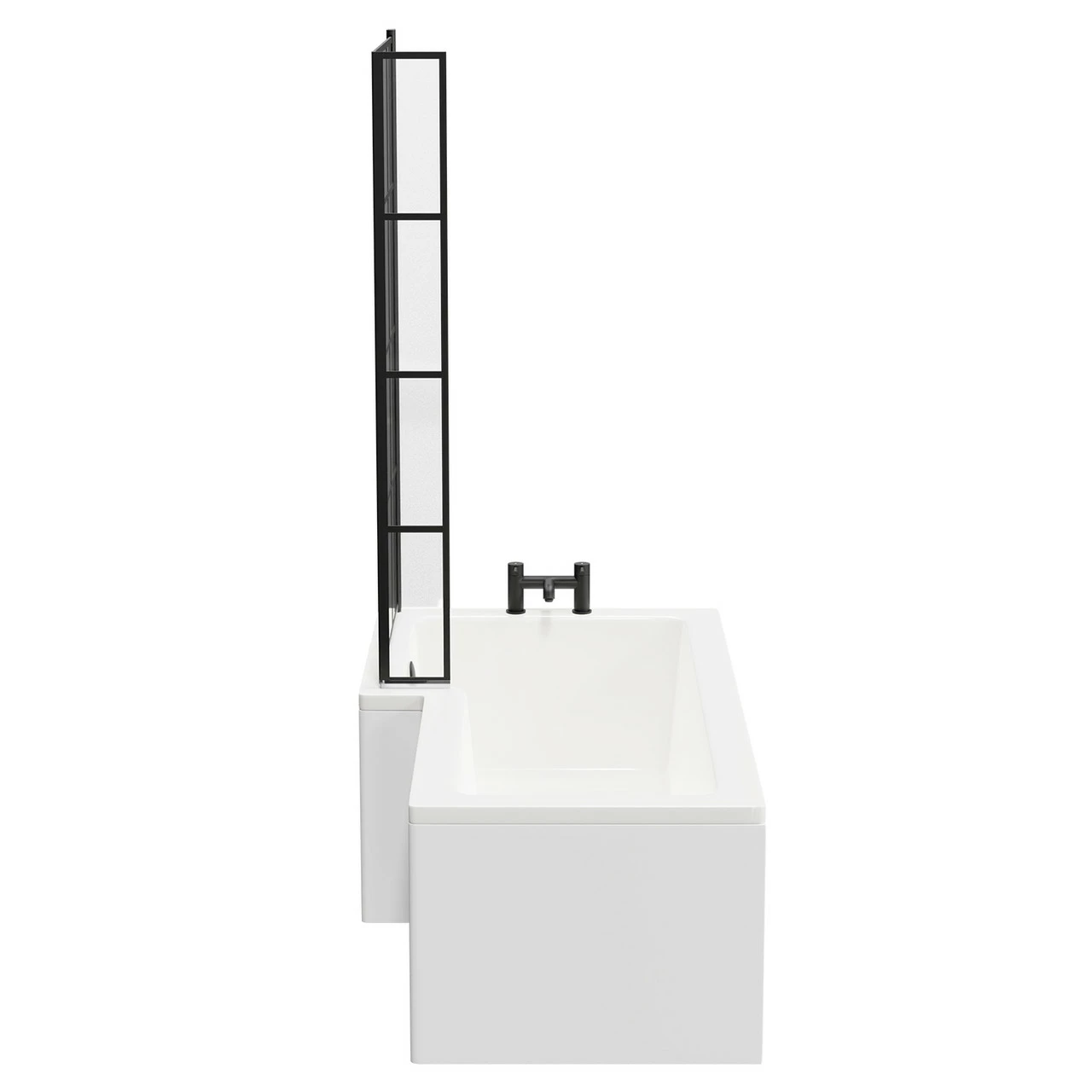 Loire 1700mm Left Hand L Shaped Shower Bath With Matt Black Bath Screen And White Acrylic Front Bath Panel 7 Loire 1700mm Left Hand L Shaped Shower Bath With Matt Black Bath Screen And White Acrylic Front Bath Panel - Image 5