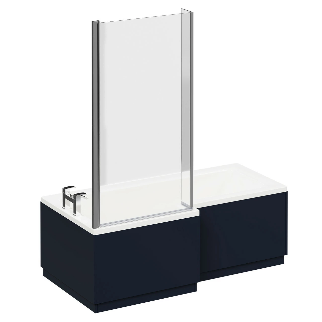 Loire 1700mm Left Hand L Shaped Shower Bath With Polished Chrome Bath Screen And Deep Blue Front And End Bath Panels 5 Loire 1700mm Left Hand L Shaped Shower Bath With Polished Chrome Bath Screen And Deep Blue Front And End Bath Panels - Image 3