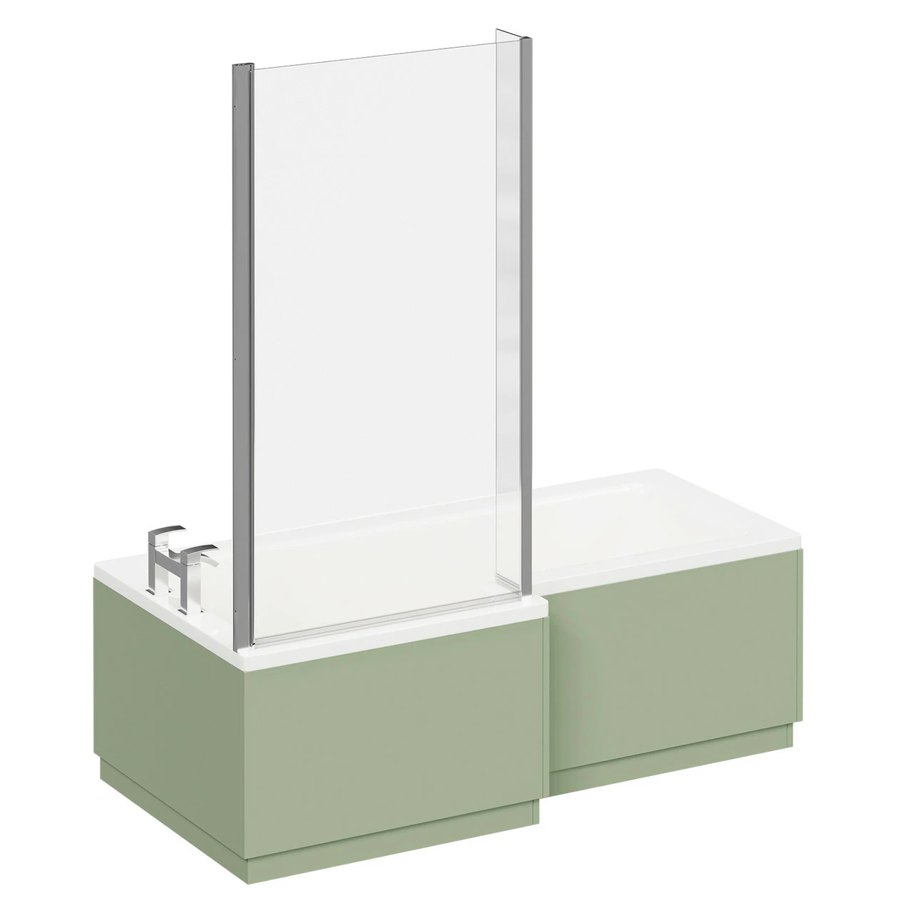 Loire 1700mm Left Hand L Shaped Shower Bath With Polished Chrome Bath Screen And Olive Green Front And End Bath Panels 5 Loire 1700mm Left Hand L Shaped Shower Bath With Polished Chrome Bath Screen And Olive Green Front And End Bath Panels - Image 3