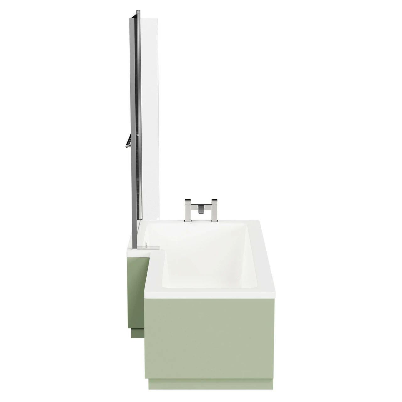Loire 1700mm Left Hand L Shaped Shower Bath With Polished Chrome Towel Rail Bath Screen And Olive Green Front And End Bath Panels 7 Loire 1700mm Left Hand L Shaped Shower Bath With Polished Chrome Towel Rail Bath Screen And Olive Green Front And End Bath Panels - Image 5