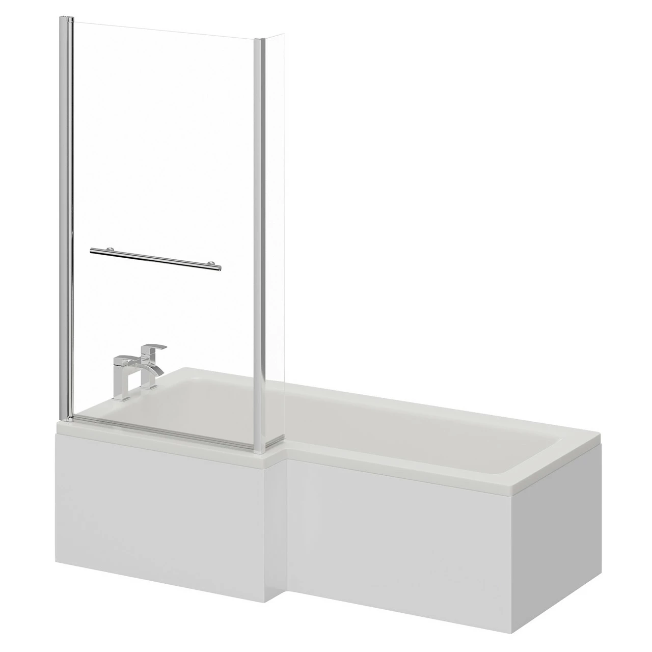Loire 1700mm Left Hand L Shaped Shower Bath With Towel Rail Bath Screen And Front Bath Panel 4 Loire 1700mm Left Hand L Shaped Shower Bath With Towel Rail Bath Screen And Front Bath Panel - Image 2