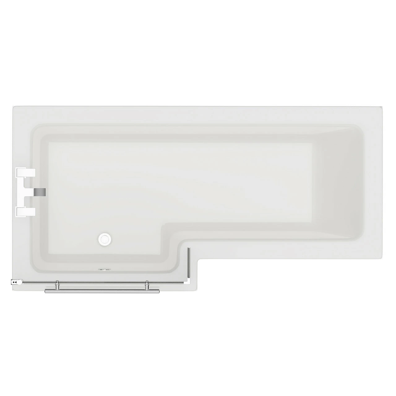 Loire 1700mm Left Hand L Shaped Shower Bath With Towel Rail Bath Screen And Front Bath Panel 3 Loire 1700mm Left Hand L Shaped Shower Bath With Towel Rail Bath Screen And Front Bath Panel