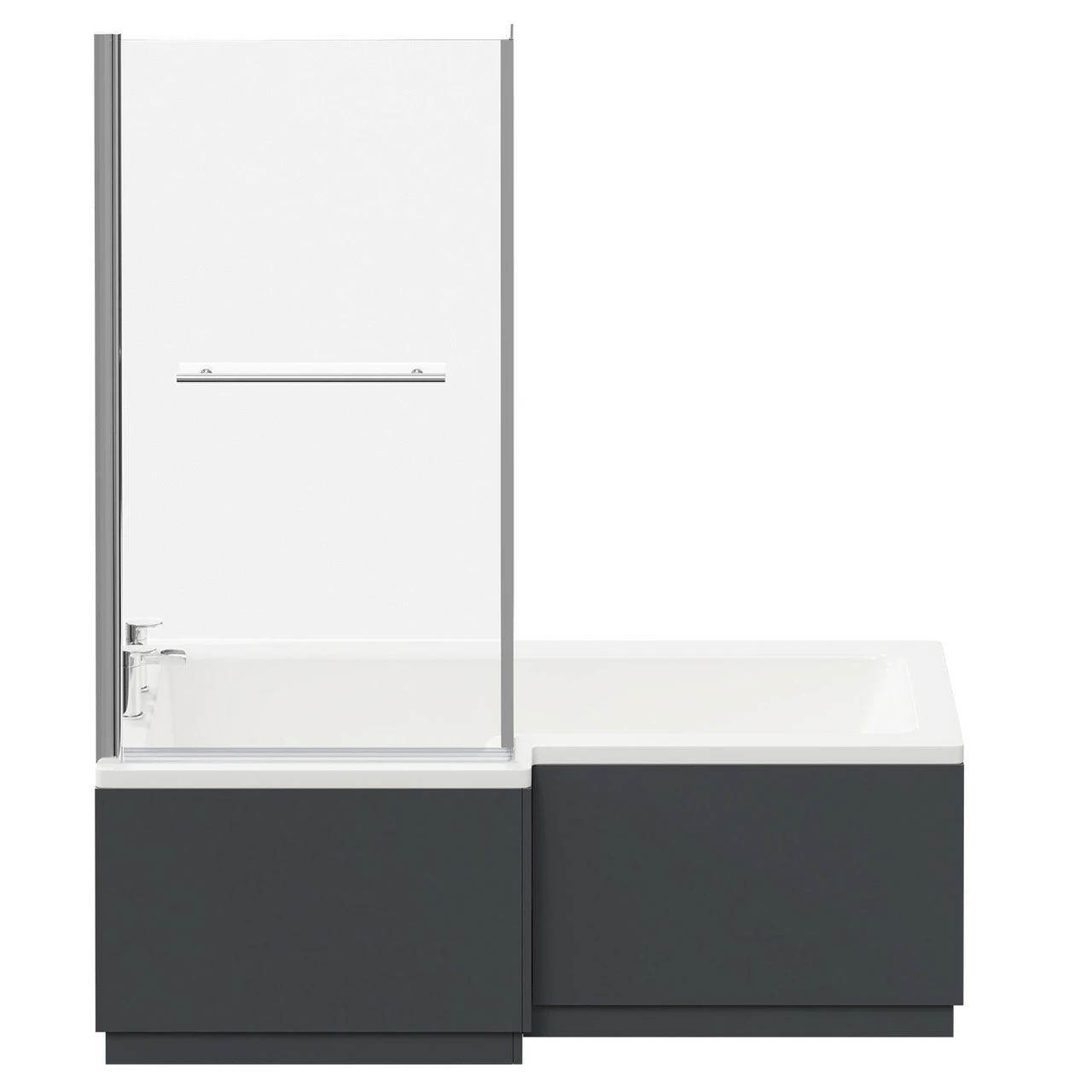 Loire 1700mm Left Hand L Shaped Shower Bath With Towel Rail Bath Screen And Gloss Grey Front And End Bath Panel 6 Loire 1700mm Left Hand L Shaped Shower Bath With Towel Rail Bath Screen And Gloss Grey Front And End Bath Panel - Image 4