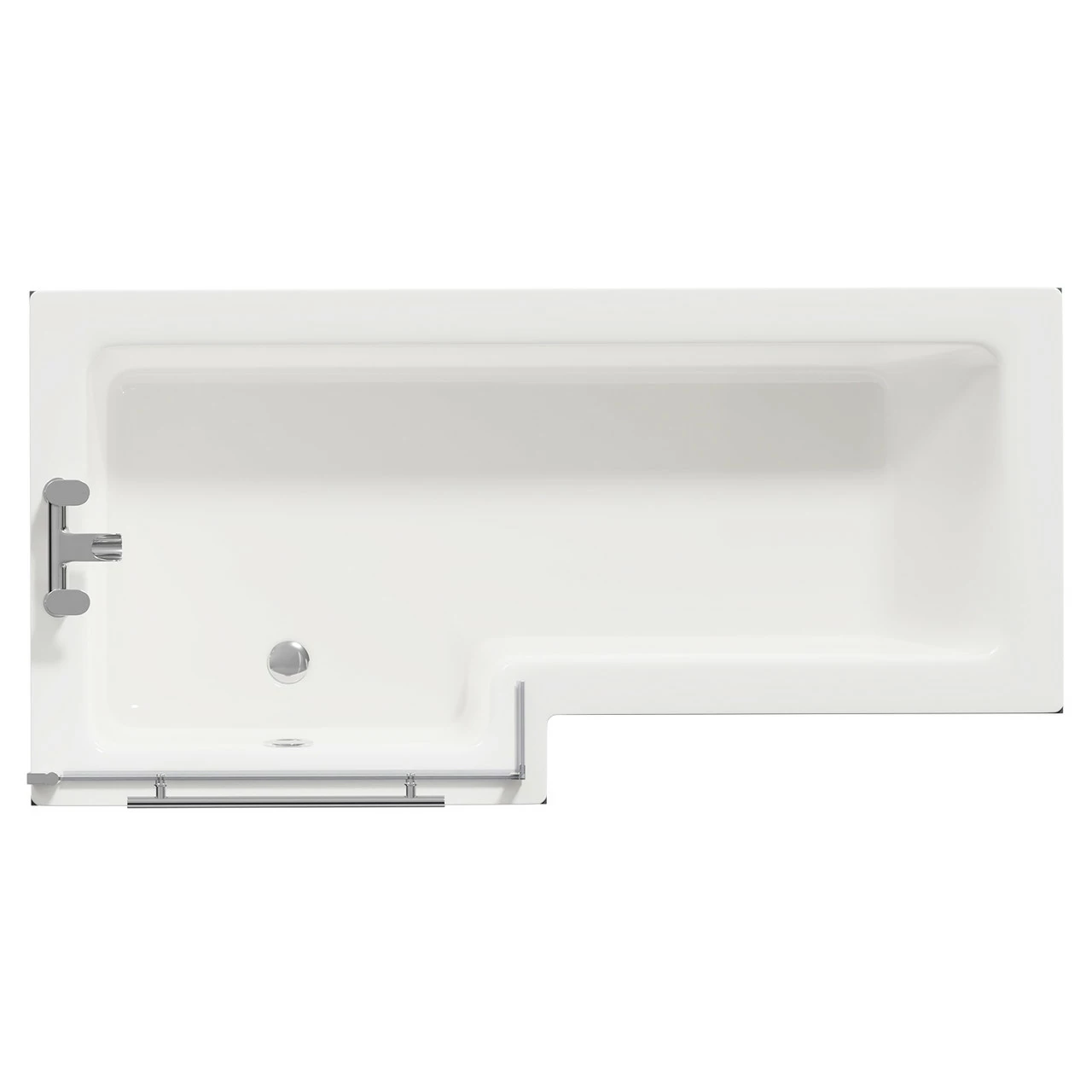 Loire 1700mm Left Hand L Shaped Shower Bath With Towel Rail Bath Screen And Gloss Grey Front And End Bath Panel 3 Loire 1700mm Left Hand L Shaped Shower Bath With Towel Rail Bath Screen And Gloss Grey Front And End Bath Panel