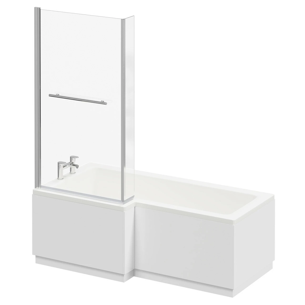 Loire 1700mm Left Hand L Shaped Shower Bath With Towel Rail Bath Screen And Gloss White Front And End Bath Panel 4 Loire 1700mm Left Hand L Shaped Shower Bath With Towel Rail Bath Screen And Gloss White Front And End Bath Panel - Image 2