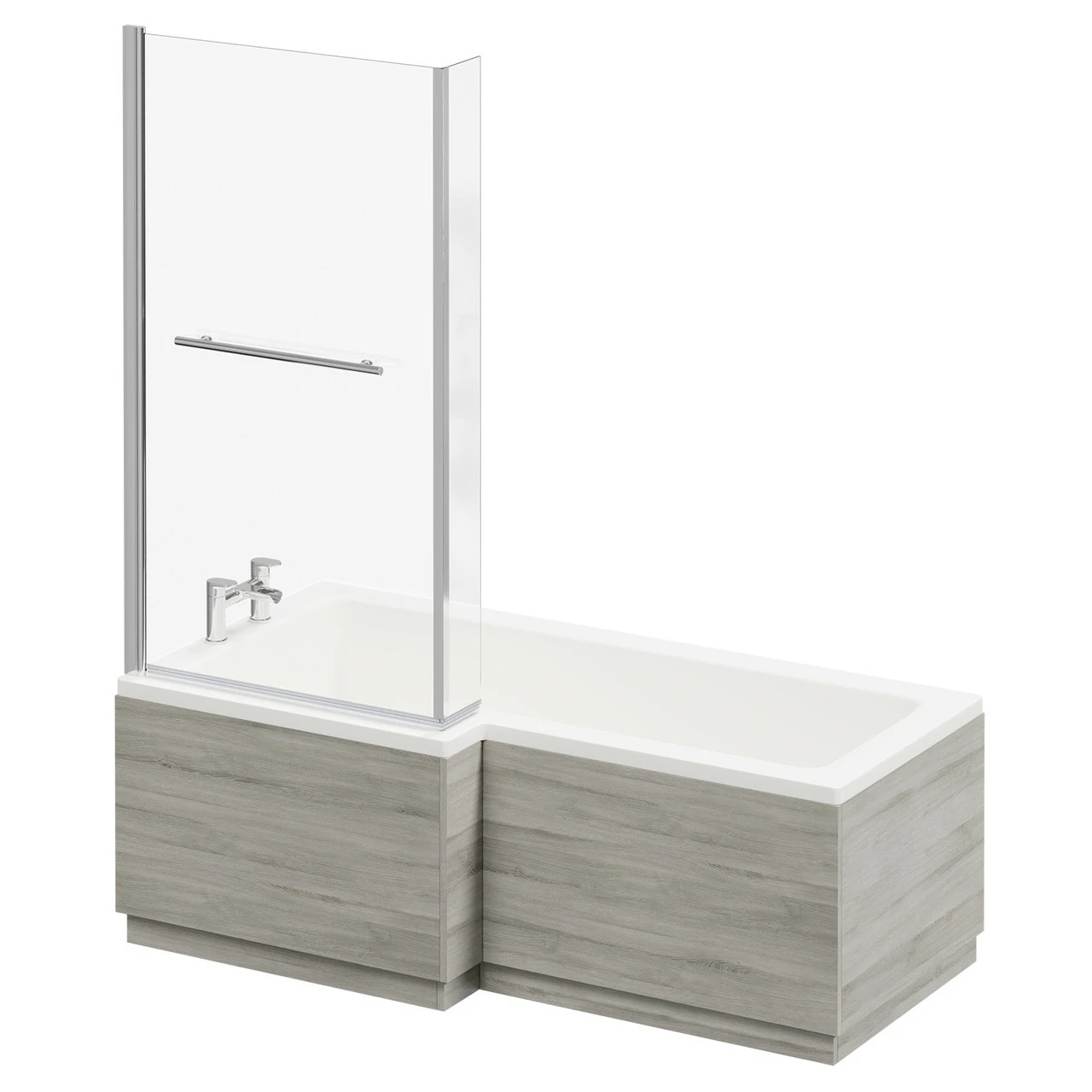 Loire 1700mm Left Hand L Shaped Shower Bath With Towel Rail Bath Screen And Molina Ash Front And End Bath Panel 4 Loire 1700mm Left Hand L Shaped Shower Bath With Towel Rail Bath Screen And Molina Ash Front And End Bath Panel - Image 2