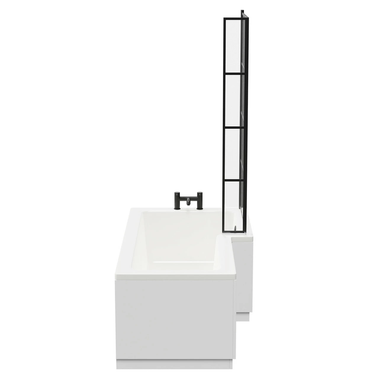 Loire 1700mm Right Hand L Shaped Shower Bath With Matt Black Bath Screen And Gloss White Front And End Bath Panel 7 Loire 1700mm Right Hand L Shaped Shower Bath With Matt Black Bath Screen And Gloss White Front And End Bath Panel - Image 5