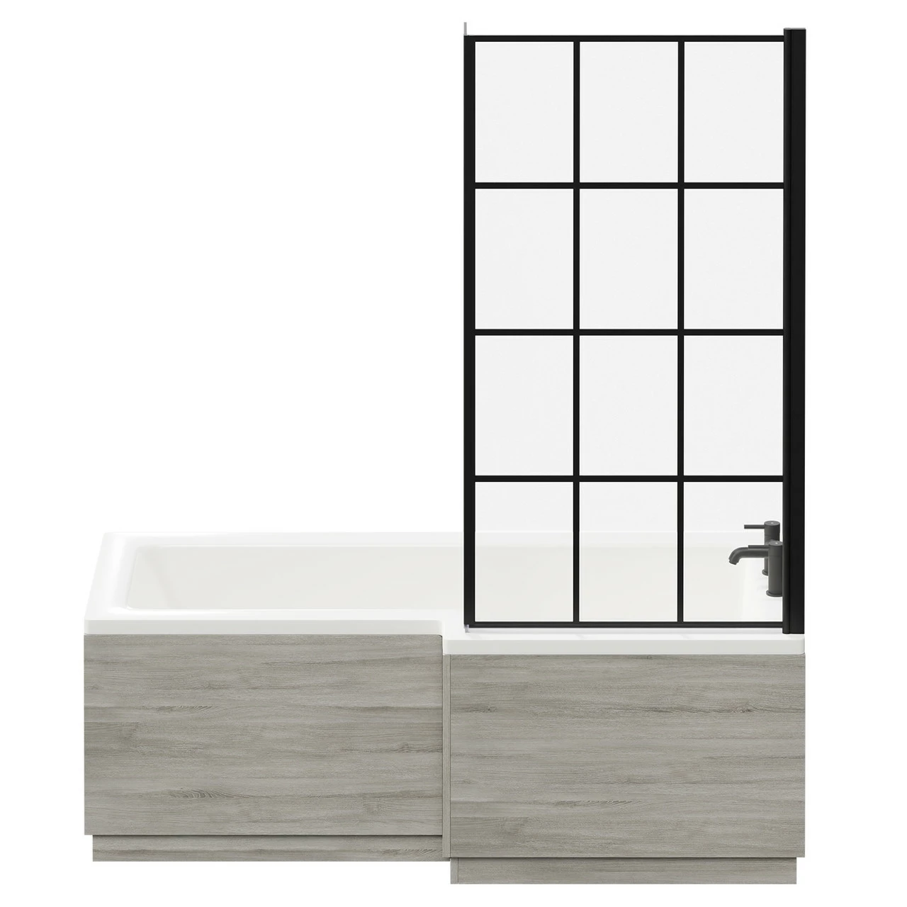 Loire 1700mm Right Hand L Shaped Shower Bath With Matt Black Bath Screen And Molina Ash Front And End Bath Panel - Image 4