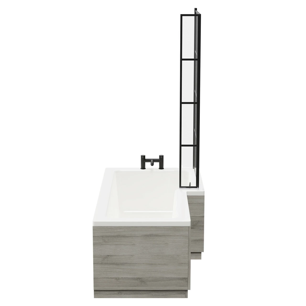 Loire 1700mm Right Hand L Shaped Shower Bath With Matt Black Bath Screen And Molina Ash Front And End Bath Panel - Image 5