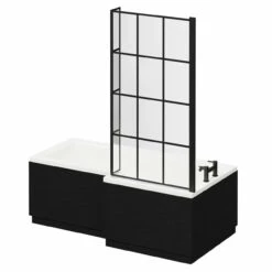 Loire 1700mm Right Hand L Shaped Shower Bath With Matt Black Bath Screen And Nero Oak Front And End Bath Panel 9 Loire 1700mm Right Hand L Shaped Shower Bath With Matt Black Bath Screen And Nero Oak Front And End Bath Panel -Wholesaledomestic Shop loire 1700mm right hand l shaped shower bath with matt black bath screen and nero oak front and end bath panel right 70330.1691438793