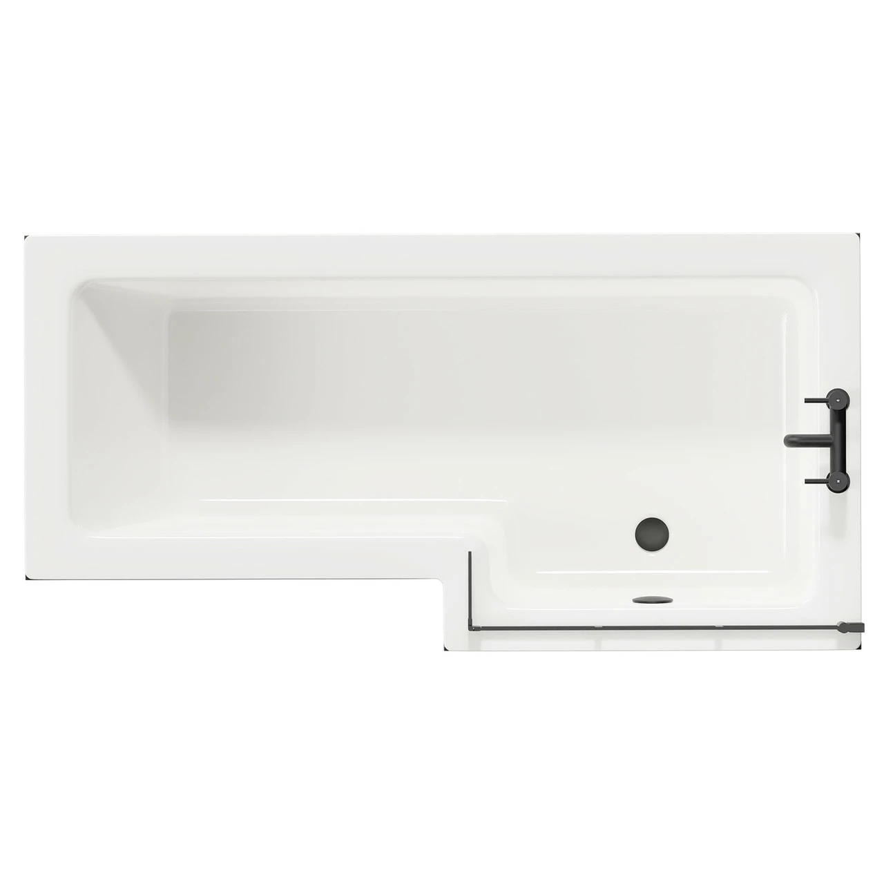 Loire 1700mm Right Hand L Shaped Shower Bath With Matt Black Bath Screen And Nero Oak Front And End Bath Panel 3 Loire 1700mm Right Hand L Shaped Shower Bath With Matt Black Bath Screen And Nero Oak Front And End Bath Panel