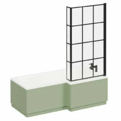 Loire 1700mm Right Hand L Shaped Shower Bath With Matt Black Bath Screen And Olive Green Front And End Bath Panels 10 Loire 1700mm Right Hand L Shaped Shower Bath With Matt Black Bath Screen And Olive Green Front And End Bath Panels -Wholesaledomestic Shop loire 1700mm right hand l shaped shower bath with matt black bath screen and olive green front and end bath panels left 70258.1688112234