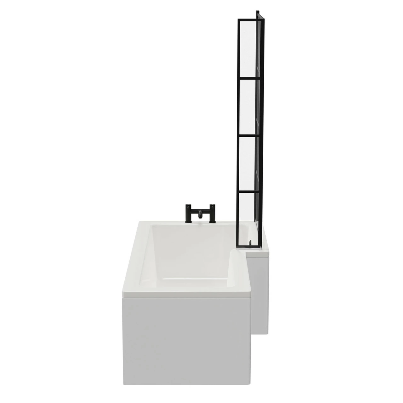 Loire 1700mm Right Hand L Shaped Shower Bath With Matt Black Bath Screen And White Acrylic Front Bath Panel 7 Loire 1700mm Right Hand L Shaped Shower Bath With Matt Black Bath Screen And White Acrylic Front Bath Panel - Image 5