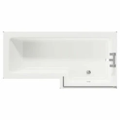 Loire 1700mm Right Hand L Shaped Shower Bath With Polished Chrome Bath Screen And Deep Blue Front And End Bath Panels