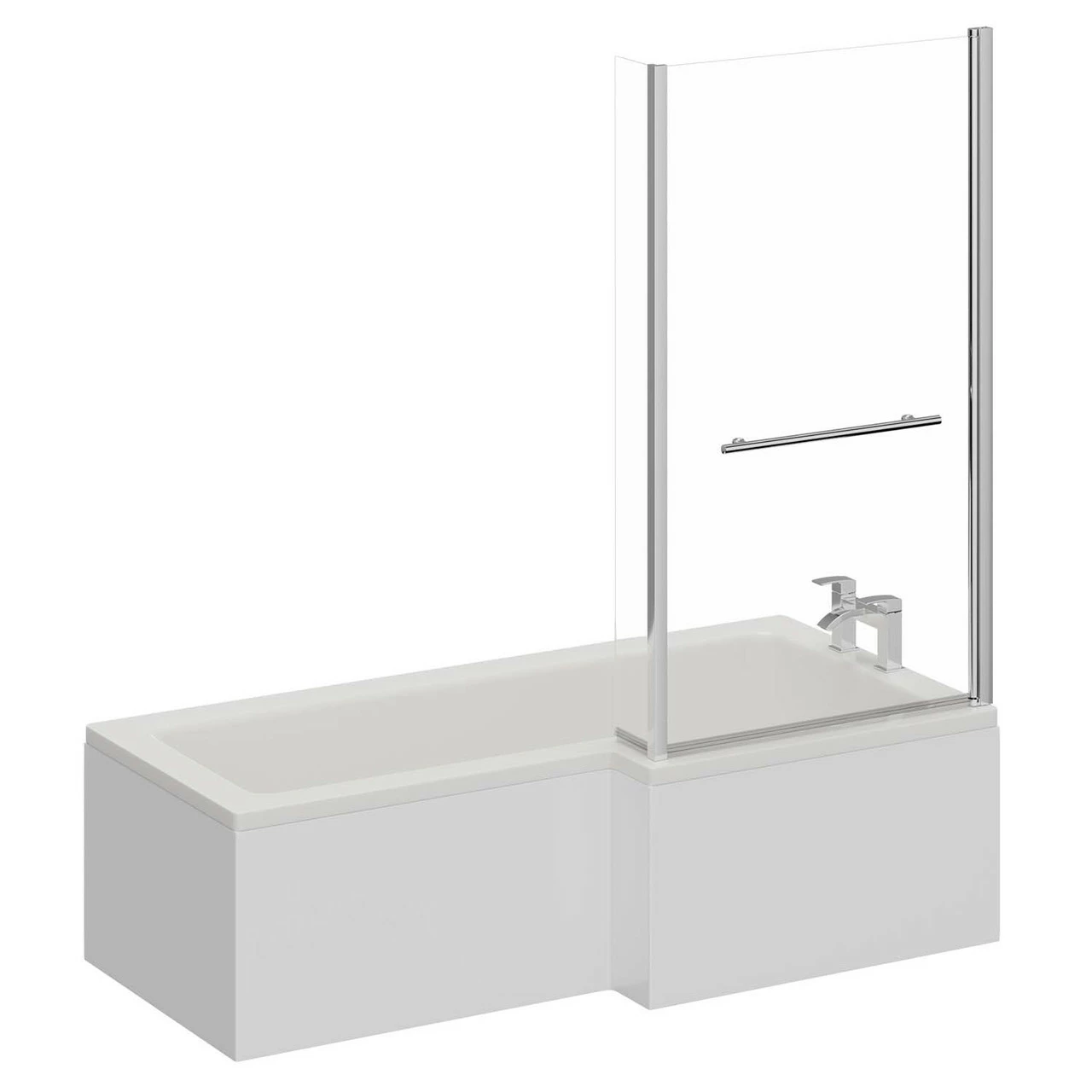 Loire 1700mm Right Hand L Shaped Shower Bath With Towel Rail Bath Screen And Front Bath Panel 5 Loire 1700mm Right Hand L Shaped Shower Bath With Towel Rail Bath Screen And Front Bath Panel - Image 3