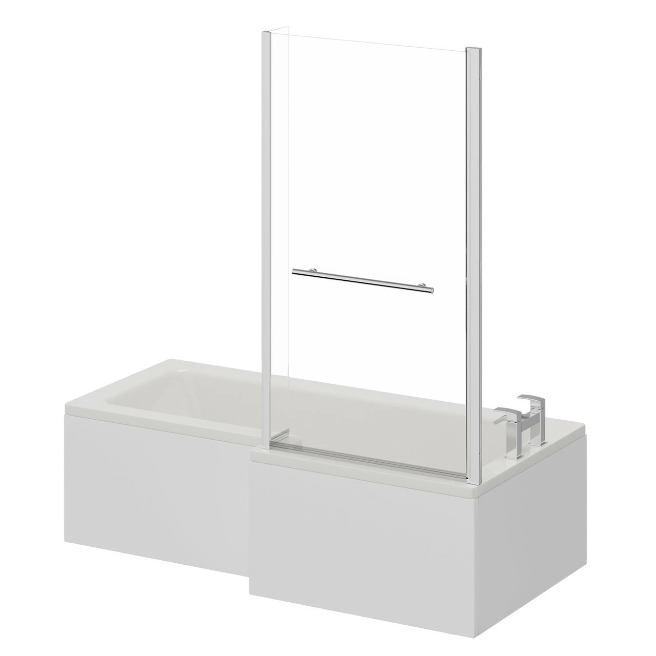 Loire 1700mm Right Hand L Shaped Shower Bath With Towel Rail Bath Screen And Front Bath Panel 4 Loire 1700mm Right Hand L Shaped Shower Bath With Towel Rail Bath Screen And Front Bath Panel - Image 2