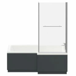 Loire 1700mm Right Hand L Shaped Shower Bath With Towel Rail Bath Screen And Gloss Grey Front And End Bath Panel 11 Loire 1700mm Right Hand L Shaped Shower Bath With Towel Rail Bath Screen And Gloss Grey Front And End Bath Panel -Wholesaledomestic Shop loire 1700mm right hand l shaped shower bath with towel rail bath screen and gloss grey front and end bath panel front 19687.1691438793