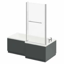 Loire 1700mm Right Hand L Shaped Shower Bath With Towel Rail Bath Screen And Gloss Grey Front And End Bath Panel 9 Loire 1700mm Right Hand L Shaped Shower Bath With Towel Rail Bath Screen And Gloss Grey Front And End Bath Panel -Wholesaledomestic Shop loire 1700mm right hand l shaped shower bath with towel rail bath screen and gloss grey front and end bath panel right 02147.1691438793