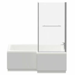 Loire 1700mm Right Hand L Shaped Shower Bath With Towel Rail Bath Screen And Gloss Grey Pearl Front And End Bath Panel -Wholesaledomestic Shop loire 1700mm right hand l shaped shower bath with towel rail bath screen and gloss grey pearl front and end bath panel front 55814.1691438790