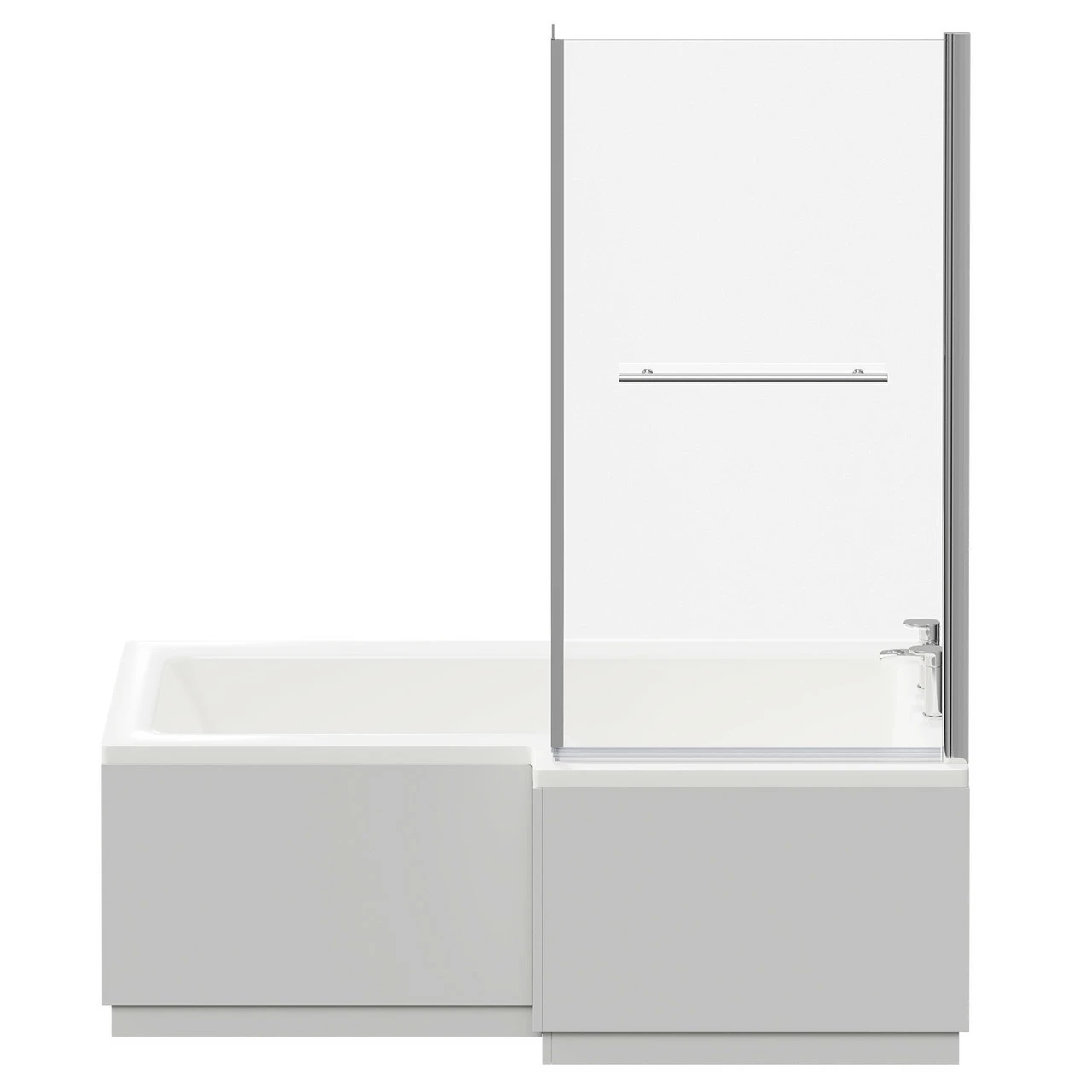 Loire 1700mm Right Hand L Shaped Shower Bath With Towel Rail Bath Screen And Gloss Grey Pearl Front And End Bath Panel - Image 4