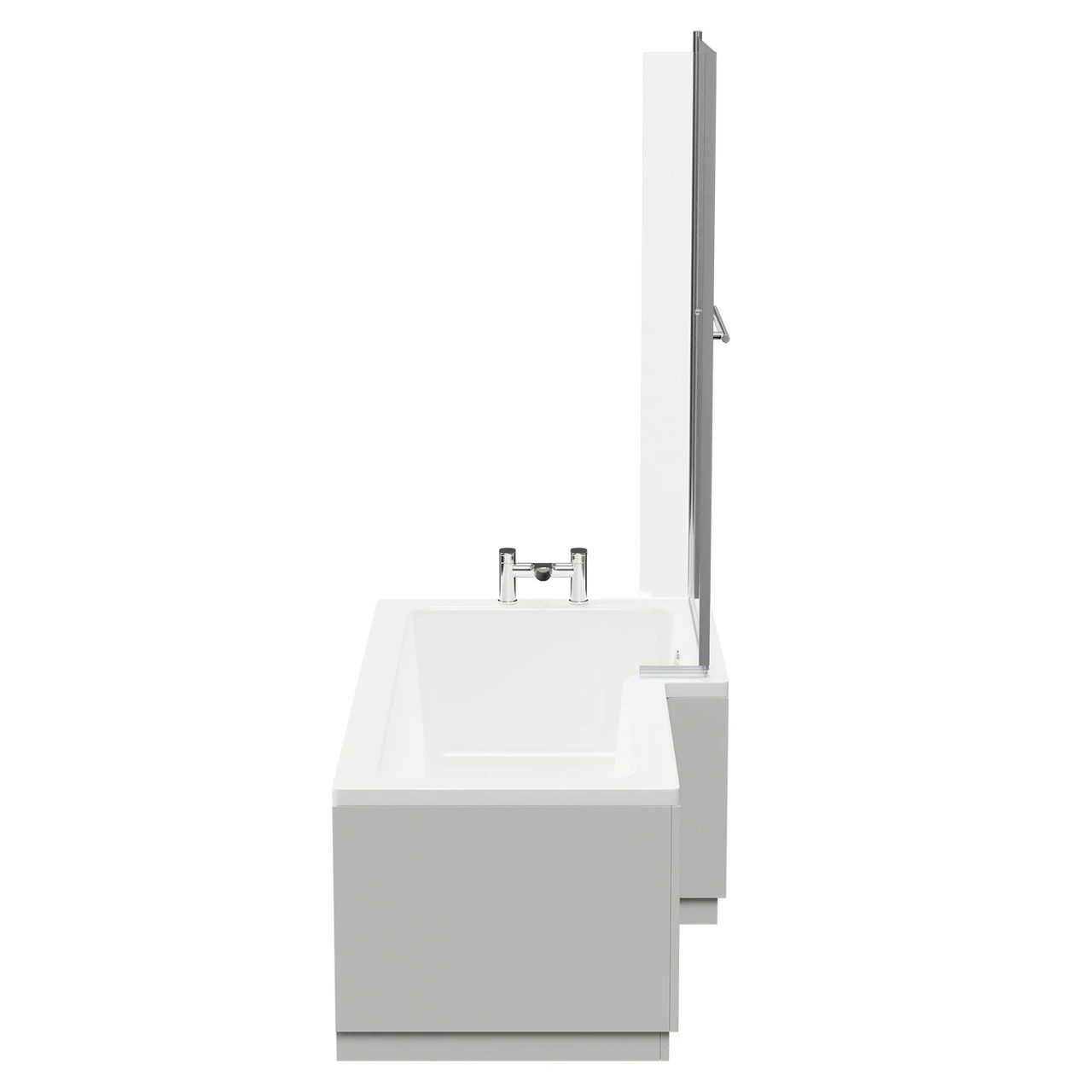 Loire 1700mm Right Hand L Shaped Shower Bath With Towel Rail Bath Screen And Gloss Grey Pearl Front And End Bath Panel - Image 5