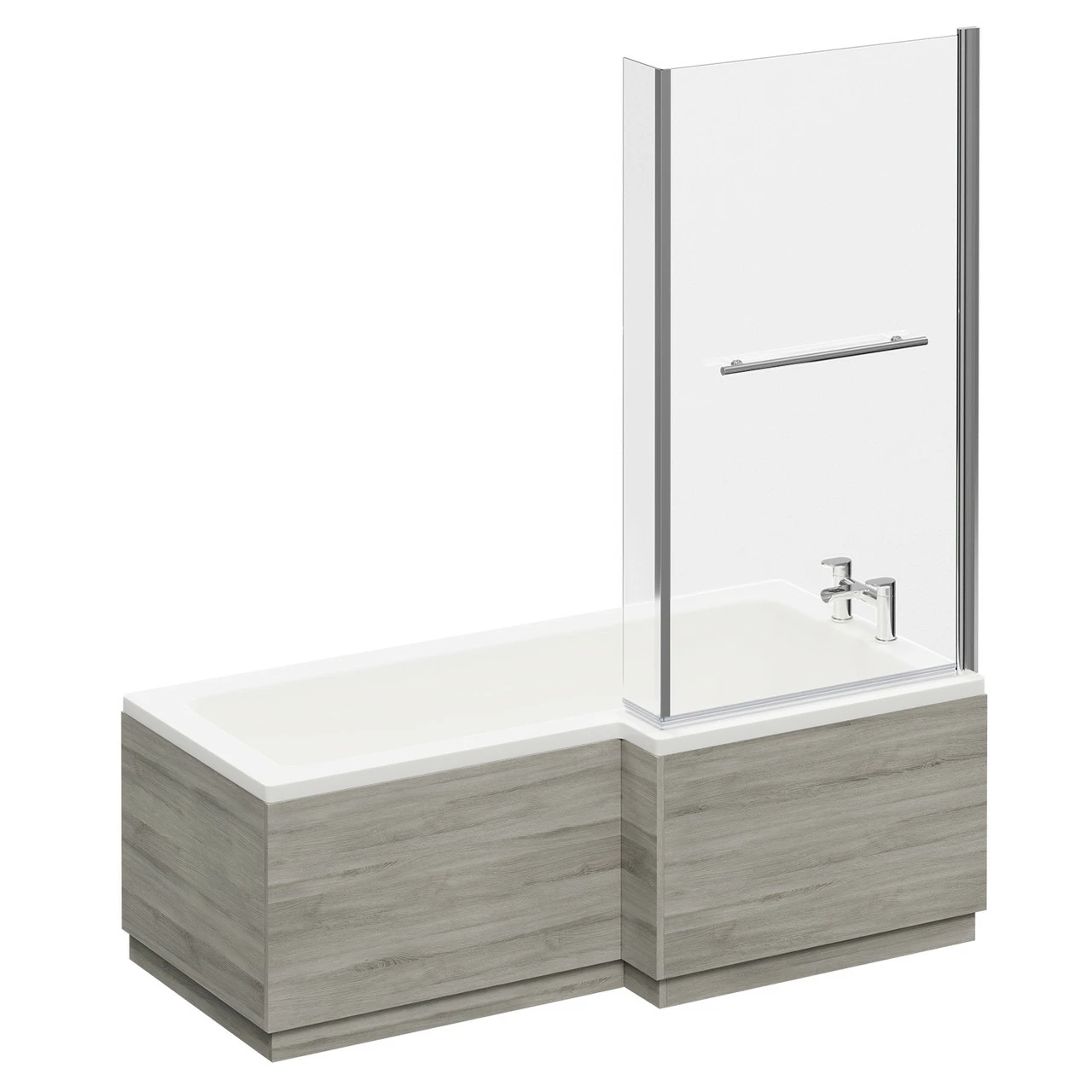 Loire 1700mm Right Hand L Shaped Shower Bath With Towel Rail Bath Screen And Molina Ash Front And End Bath Panel 5 Loire 1700mm Right Hand L Shaped Shower Bath With Towel Rail Bath Screen And Molina Ash Front And End Bath Panel - Image 3