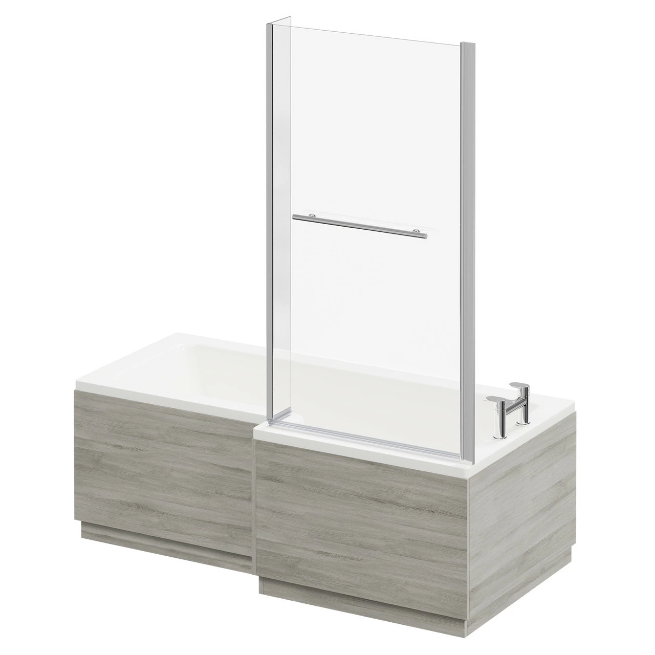 Loire 1700mm Right Hand L Shaped Shower Bath With Towel Rail Bath Screen And Molina Ash Front And End Bath Panel 4 Loire 1700mm Right Hand L Shaped Shower Bath With Towel Rail Bath Screen And Molina Ash Front And End Bath Panel - Image 2