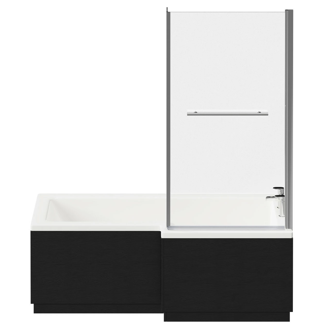 Loire 1700mm Right Hand L Shaped Shower Bath With Towel Rail Bath Screen And Nero Oak Front And End Bath Panel 6 Loire 1700mm Right Hand L Shaped Shower Bath With Towel Rail Bath Screen And Nero Oak Front And End Bath Panel - Image 4