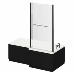 Loire 1700mm Right Hand L Shaped Shower Bath With Towel Rail Bath Screen And Nero Oak Front And End Bath Panel 9 Loire 1700mm Right Hand L Shaped Shower Bath With Towel Rail Bath Screen And Nero Oak Front And End Bath Panel -Wholesaledomestic Shop loire 1700mm right hand l shaped shower bath with towel rail bath screen and nero oak front and end bath panel right 80268.1691438793