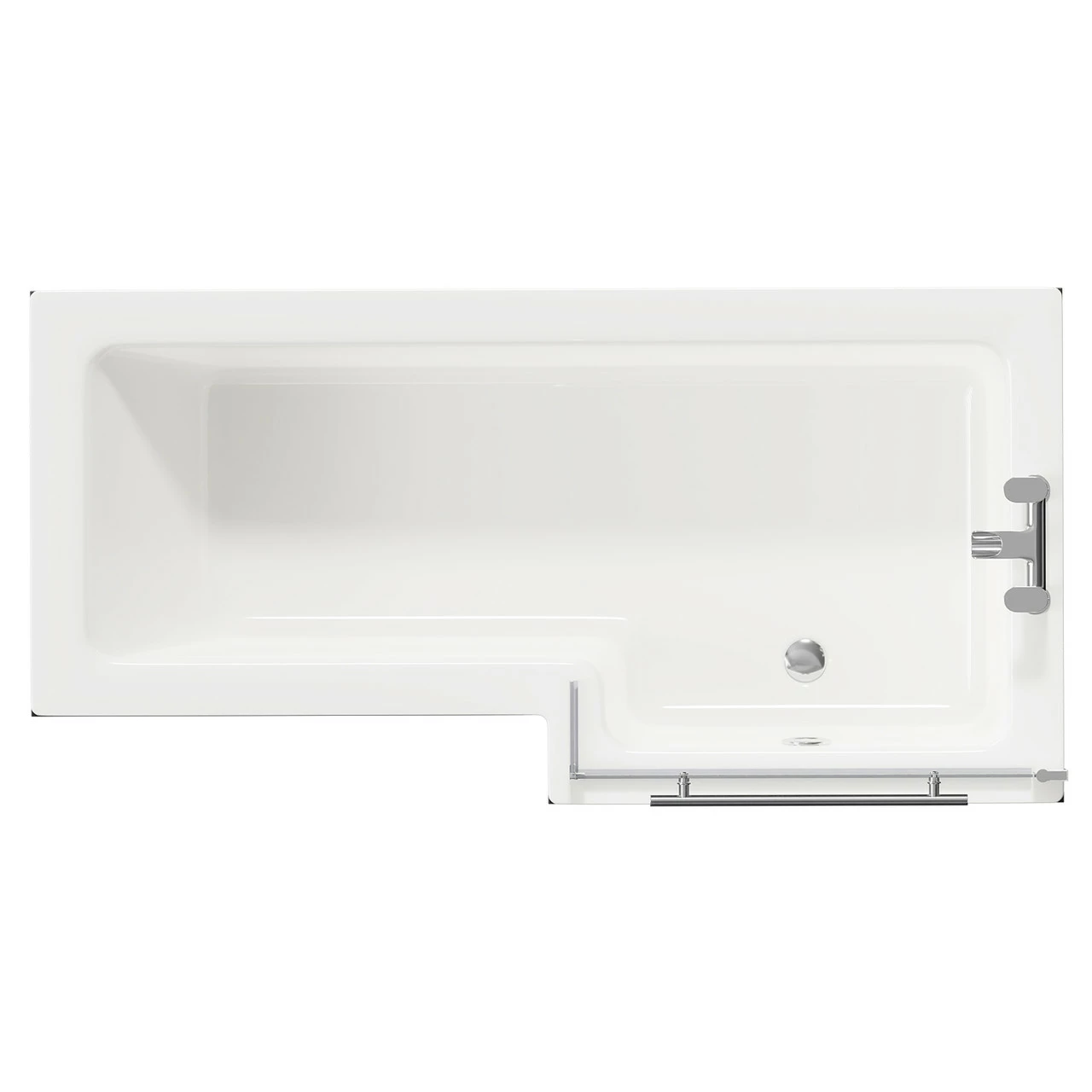 Loire 1700mm Right Hand L Shaped Shower Bath With Towel Rail Bath Screen And Nero Oak Front And End Bath Panel 3 Loire 1700mm Right Hand L Shaped Shower Bath With Towel Rail Bath Screen And Nero Oak Front And End Bath Panel