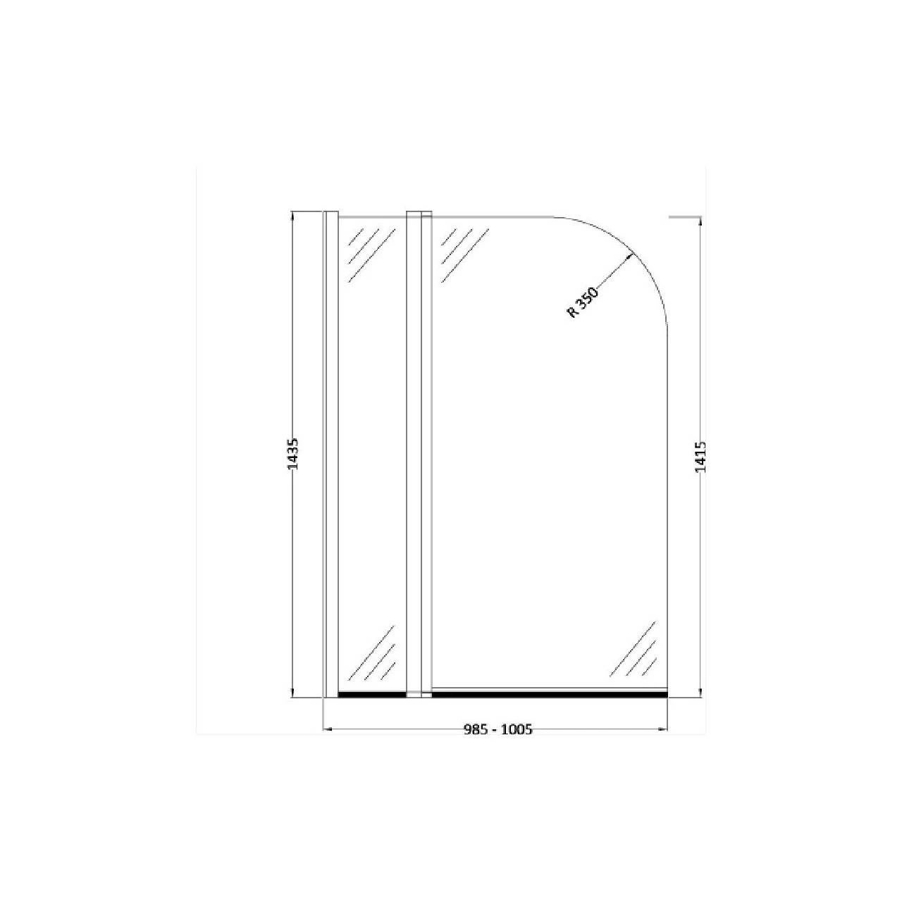Nuie 1000mm Straight Arched 6mm Bath Screen With Fixed Panel And Rail - NSSR2 5 Nuie 1000mm Straight Arched 6mm Bath Screen With Fixed Panel And Rail - NSSR2 - Image 3