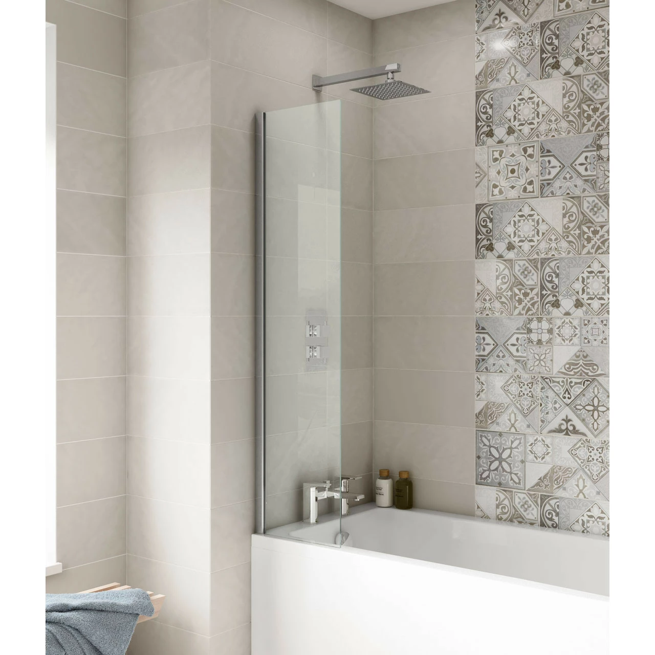 Nuie 350mm Straight Fixed Bath Screen - NSSF1 4 Nuie 350mm Straight Fixed Bath Screen - NSSF1 - Image 2