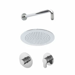 Nuie Arvan Chrome 1 Outlet Concealed Thermostatic Shower Bundle With Fixed Head And Wall Arm - SBR124ST1