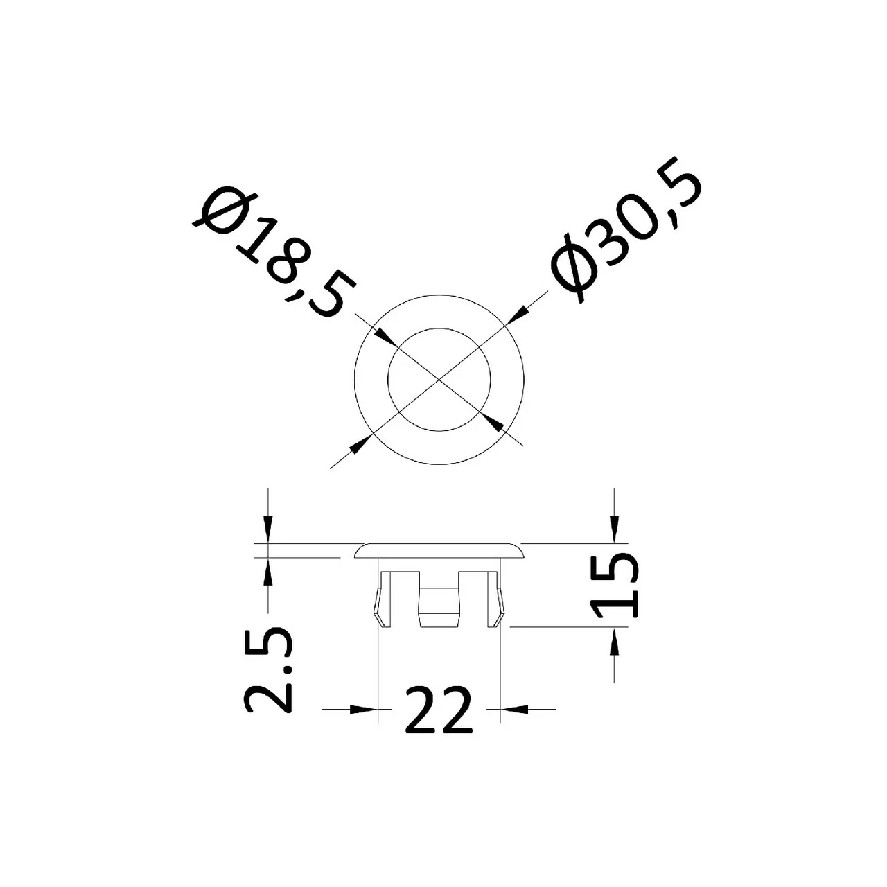 Nuie Brushed Gunmetal Round Overflow Cover - OVFL07 4 Nuie Brushed Gunmetal Round Overflow Cover - OVFL07 - Image 2
