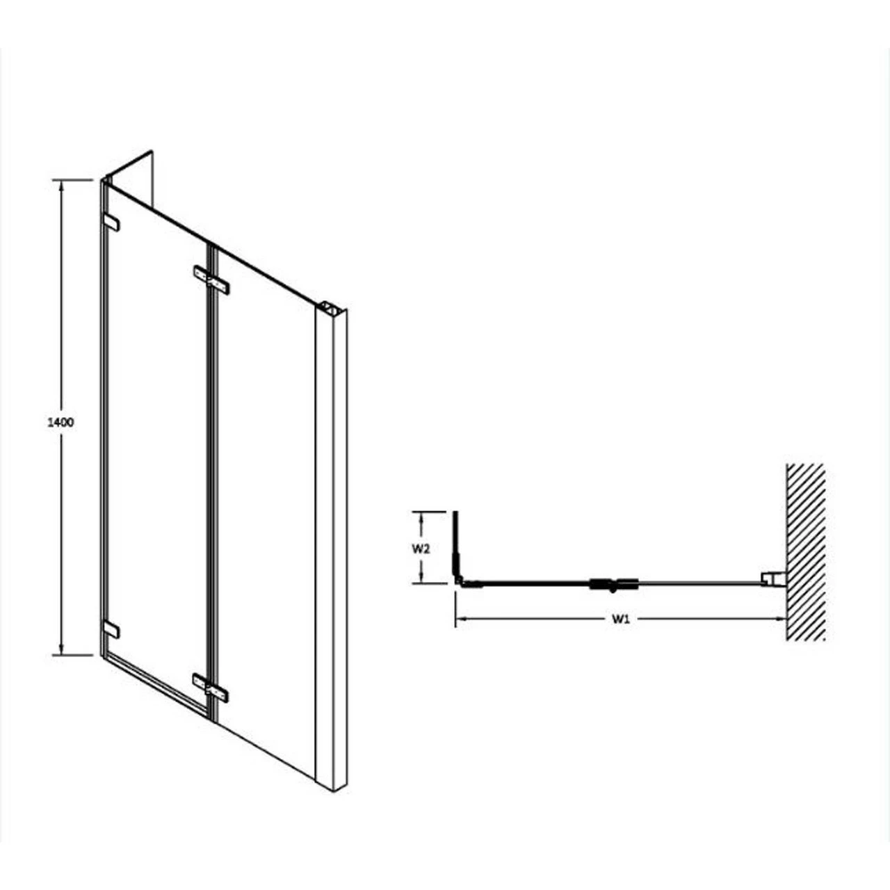 Nuie Quattro 812mm Square Double Hinged Shower Bath Screen - NSBS3 4 Nuie Quattro 812mm Square Double Hinged Shower Bath Screen - NSBS3 - Image 2