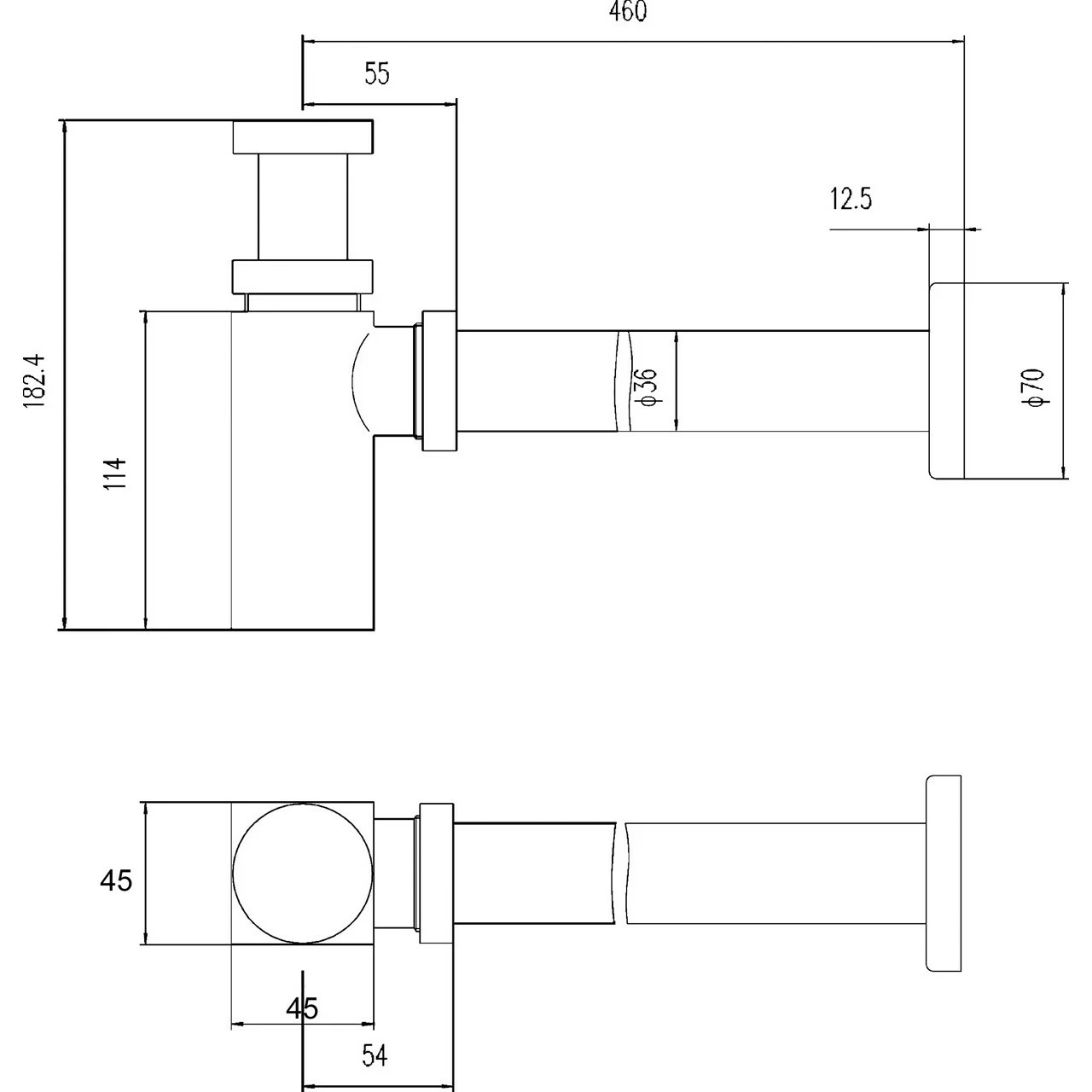 Nuie Square Bottle Trap With 300mm Extention Tube - EK306 4 Nuie Square Bottle Trap With 300mm Extention Tube - EK306 - Image 2