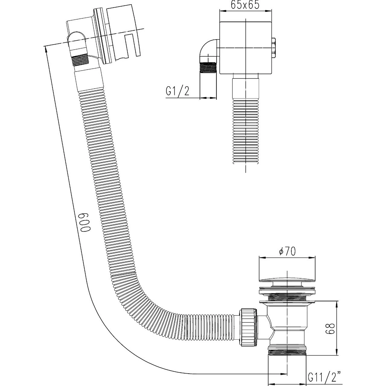 Nuie Square Slimline Freeflow Bath Filler - E317 4 Nuie Square Slimline Freeflow Bath Filler - E317 - Image 2