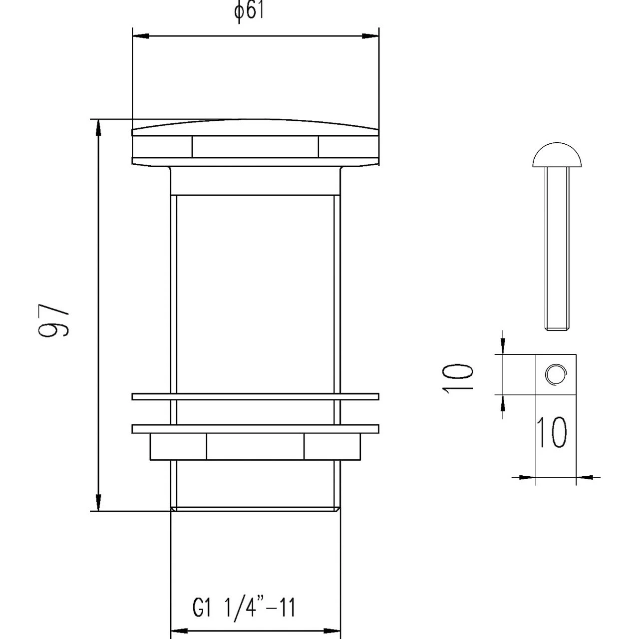 Nuie Unslotted Push Button Basin Waste - EK304 4 Nuie Unslotted Push Button Basin Waste - EK304 - Image 2