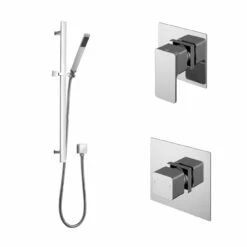 Nuie Windon Chrome 1 Outlet Concealed Thermostatic Shower Bundle With Slide Rail Kit - SBS127ST1