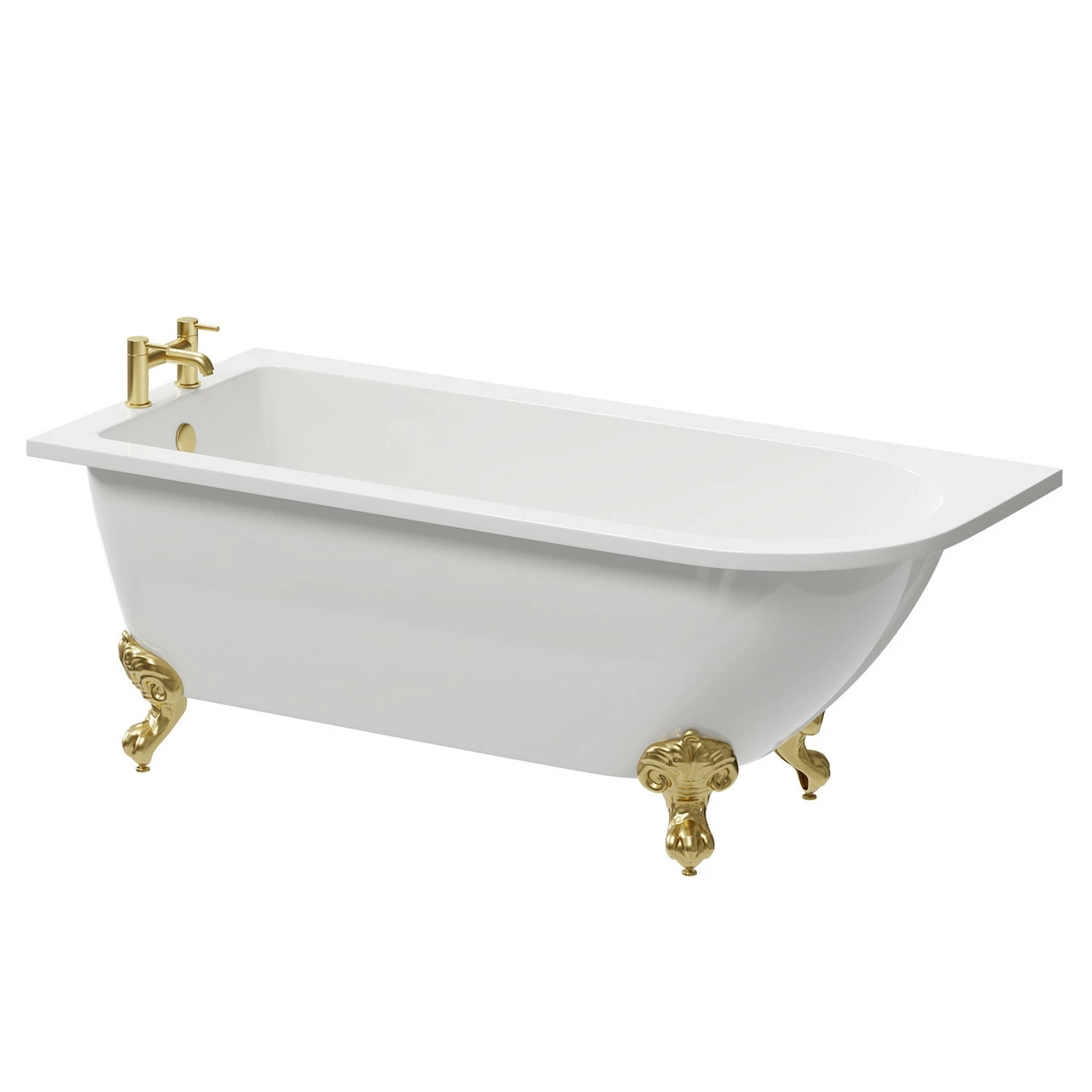 Windsor. Oxford 1700mm X 750mm Left Hand Single Ended Freestanding Shower Bath With Brushed Brass Claw Feet 3 Windsor. Oxford 1700mm X 750mm Left Hand Single Ended Freestanding Shower Bath With Brushed Brass Claw Feet