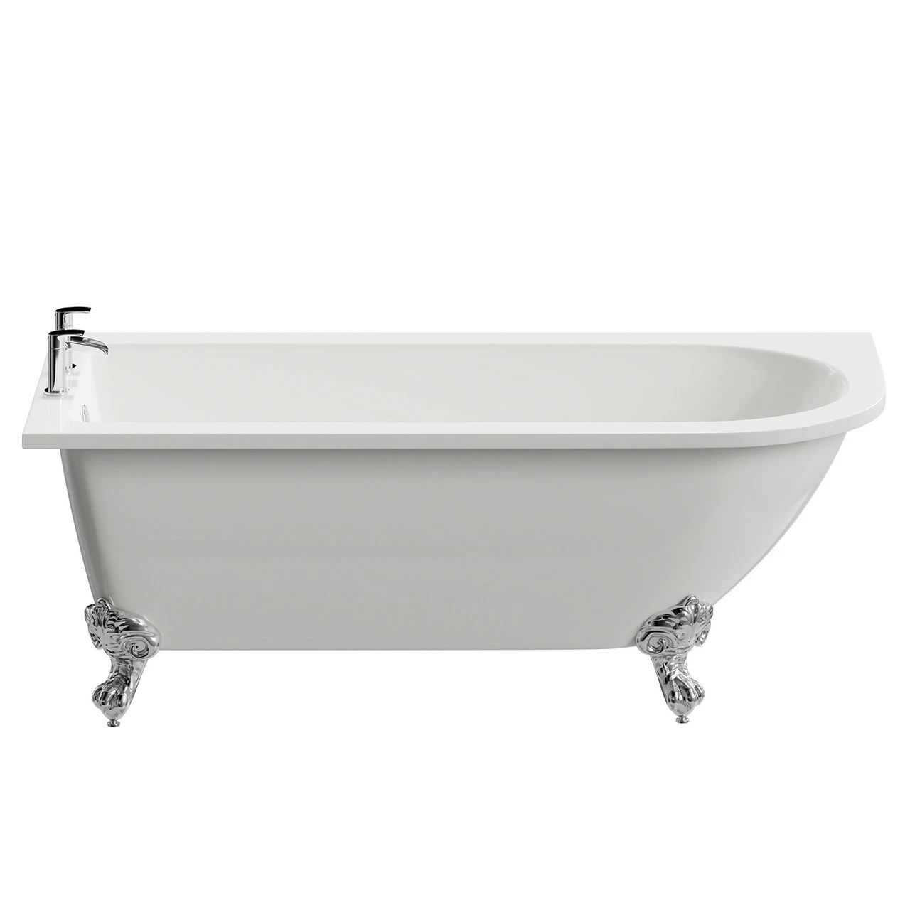 Windsor. Oxford 1700mm X 750mm Left Hand Single Ended Freestanding Shower Bath With Chrome Claw Feet - Image 4