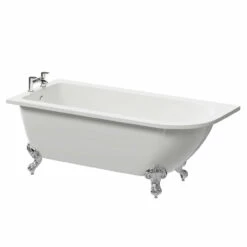 Windsor. Oxford 1700mm X 750mm Left Hand Single Ended Freestanding Shower Bath With Chrome Claw Feet