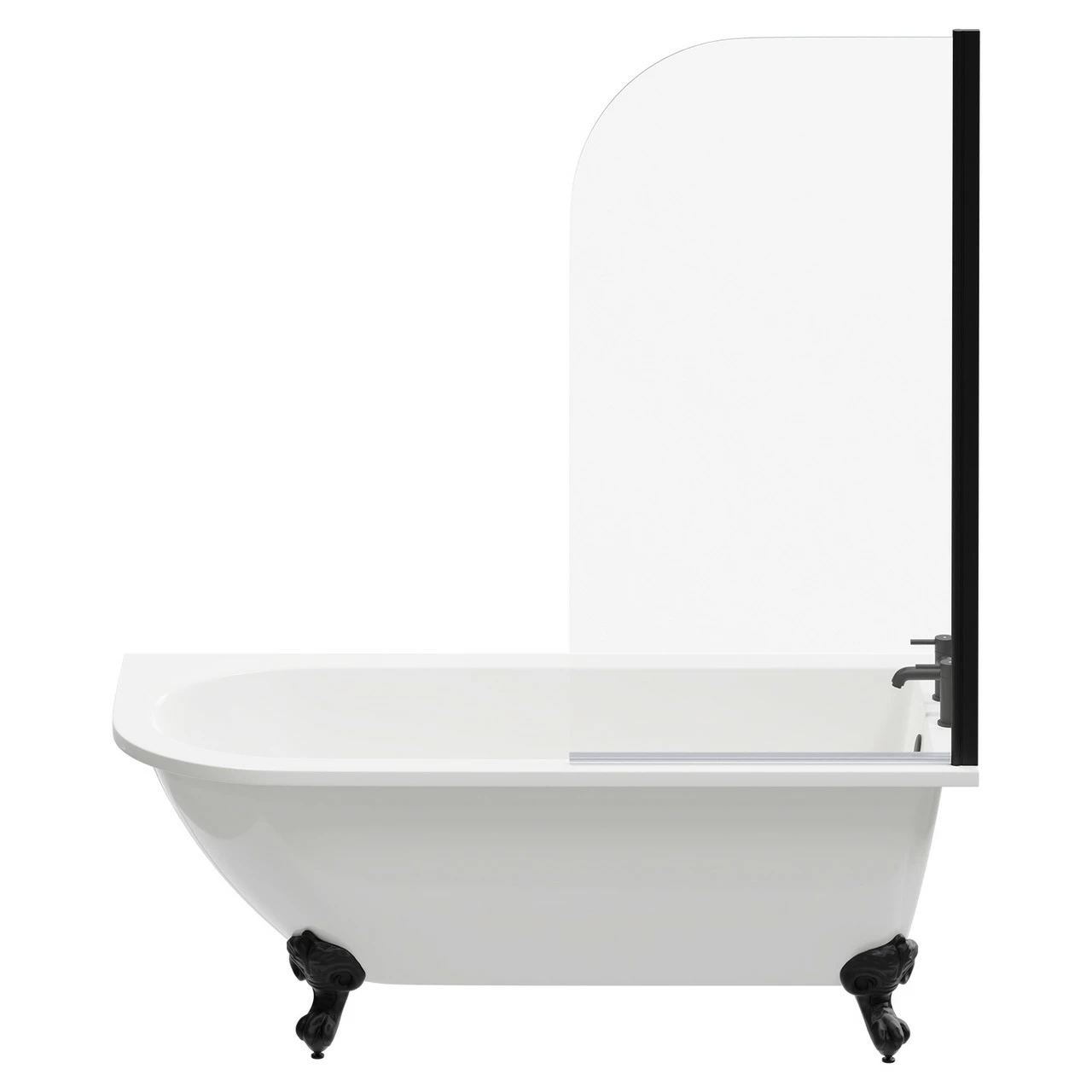 Oxford 1700mm X 750mm Right Hand Single Ended Freestanding Shower Bath With Bath Screen And Matt Black Claw Feet 4 Oxford 1700mm X 750mm Right Hand Single Ended Freestanding Shower Bath With Bath Screen And Matt Black Claw Feet - Image 2