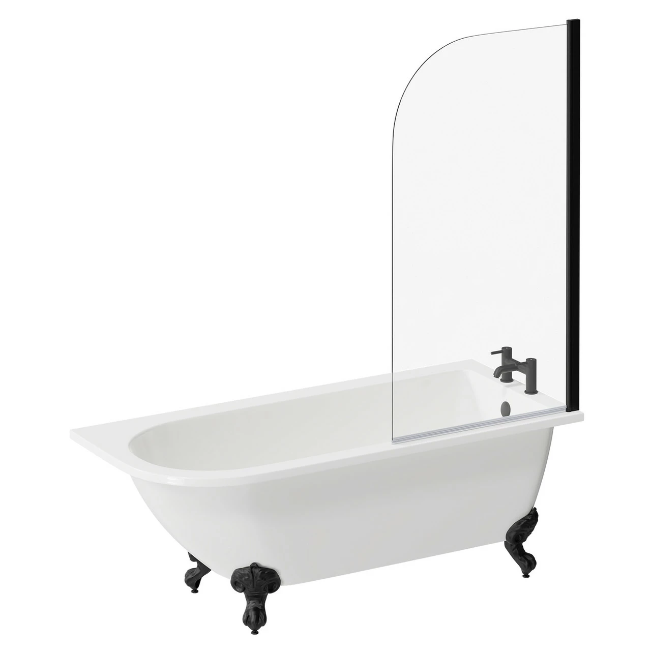 Oxford 1700mm X 750mm Right Hand Single Ended Freestanding Shower Bath With Bath Screen And Matt Black Claw Feet 5 Oxford 1700mm X 750mm Right Hand Single Ended Freestanding Shower Bath With Bath Screen And Matt Black Claw Feet - Image 3
