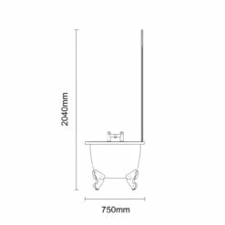 Oxford 1700mm X 750mm Right Hand Single Ended Freestanding Shower Bath With Bath Screen And Matt Black Claw Feet 13 Oxford 1700mm X 750mm Right Hand Single Ended Freestanding Shower Bath With Bath Screen And Matt Black Claw Feet -Wholesaledomestic Shop oxford 1700mm x 750mm right hand single ended freestanding shower bath with bath screen and matt black claw feet line side 82389.1667579127