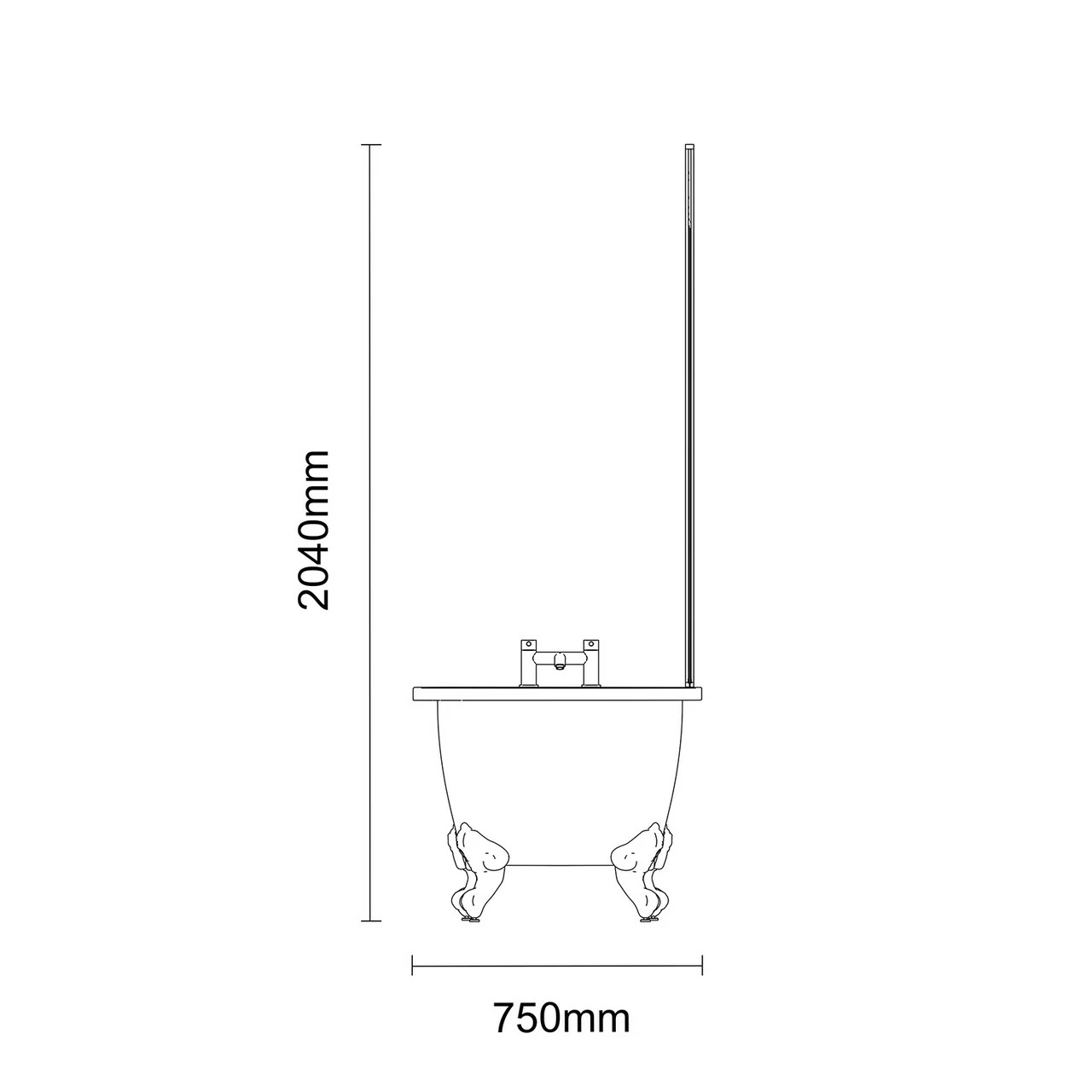 Oxford 1700mm X 750mm Right Hand Single Ended Freestanding Shower Bath With Bath Screen And Matt Black Claw Feet 8 Oxford 1700mm X 750mm Right Hand Single Ended Freestanding Shower Bath With Bath Screen And Matt Black Claw Feet - Image 6