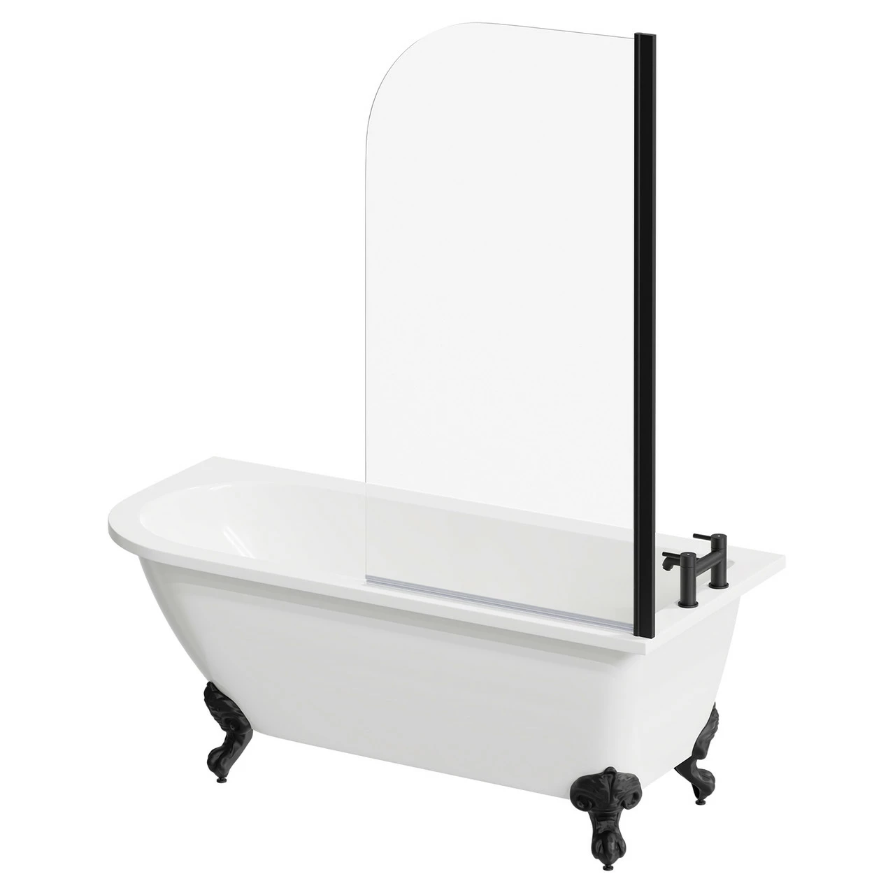 Oxford 1700mm X 750mm Right Hand Single Ended Freestanding Shower Bath With Bath Screen And Matt Black Claw Feet 3 Oxford 1700mm X 750mm Right Hand Single Ended Freestanding Shower Bath With Bath Screen And Matt Black Claw Feet