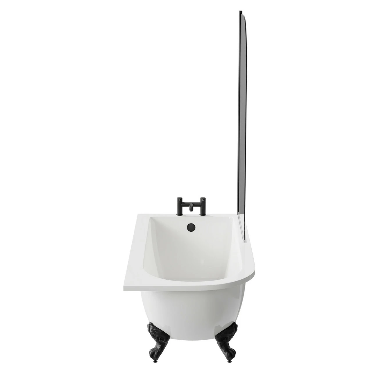 Oxford 1700mm X 750mm Right Hand Single Ended Freestanding Shower Bath With Bath Screen And Matt Black Claw Feet 6 Oxford 1700mm X 750mm Right Hand Single Ended Freestanding Shower Bath With Bath Screen And Matt Black Claw Feet - Image 4