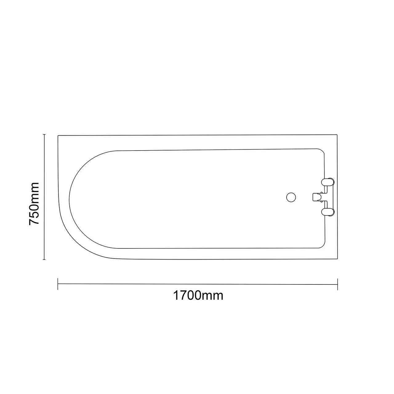 Windsor. Oxford 1700mm X 750mm Right Hand Single Ended Freestanding Shower Bath With Chrome Tiger Feet 8 Windsor. Oxford 1700mm X 750mm Right Hand Single Ended Freestanding Shower Bath With Chrome Tiger Feet - Image 6