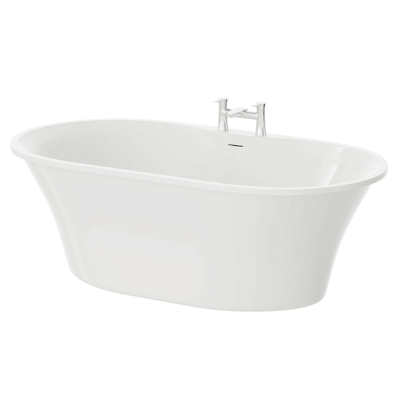 Pescara White 1660mm X 730mm Double Ended Freestanding Bath With White Waste 3 Pescara White 1660mm X 730mm Double Ended Freestanding Bath With White Waste
